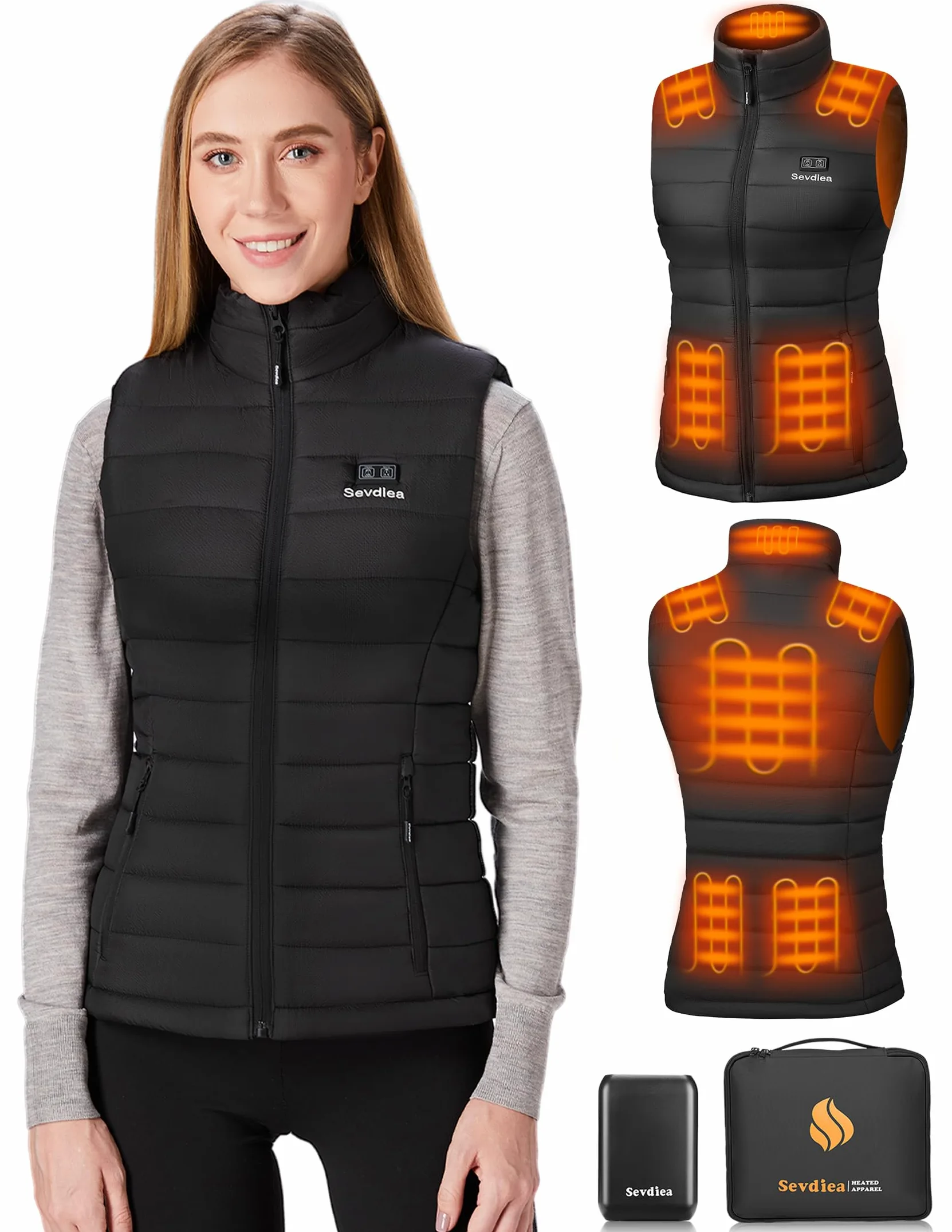 Gilet Chauffant Femme avec Batterie Incluse de 16000mAh 7.4V, Gilet Chauffant Electrique, Pour Les Sports De Plein Air