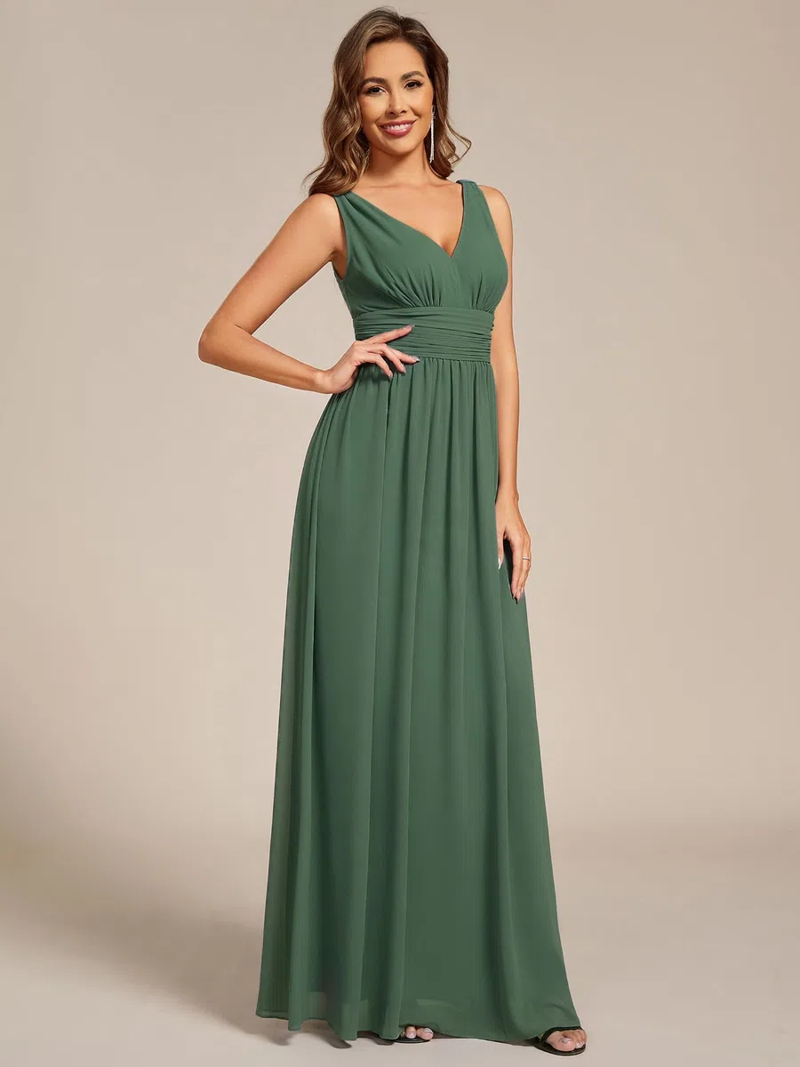 Ever-Pretty Robe de Soirée Longue Femme avec Ruchés en Mousseline de Soie Classique 09016