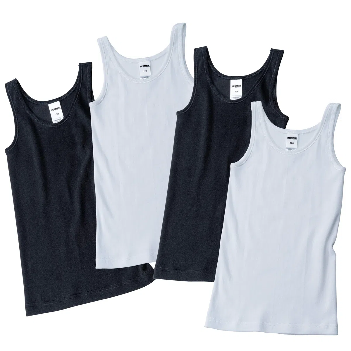 HERMKO 2000 Lot de 4 Maillots de Corps Filles en Coton 100% Bio, débardeur