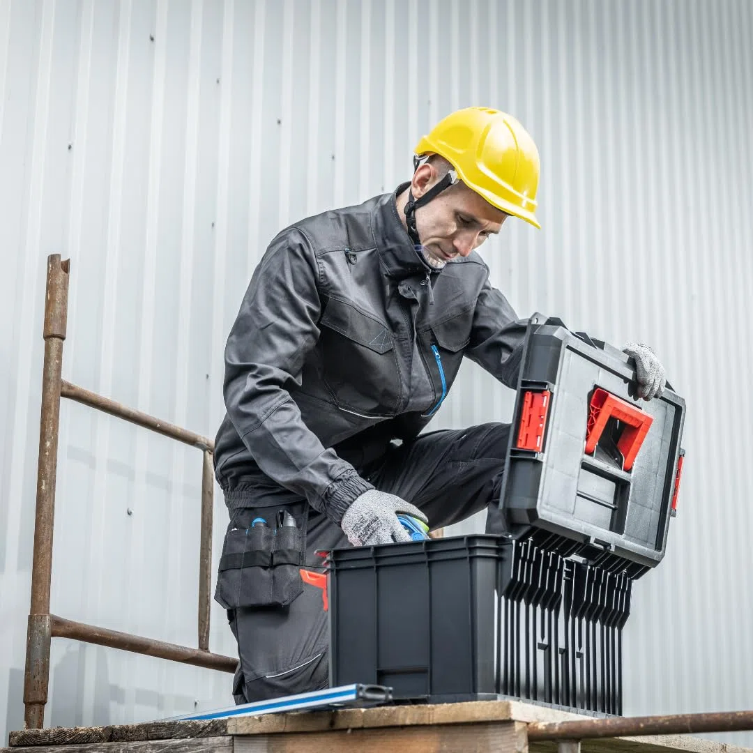 Högert Technik - WURNITZ Elastische Schutzhose Dunkelgrau | Professionelle WURNITZ Herren Schutzhosen | Arbeitshose Herren Arbeitshose mit Kniepolstertaschen Langlebig und komfortabel