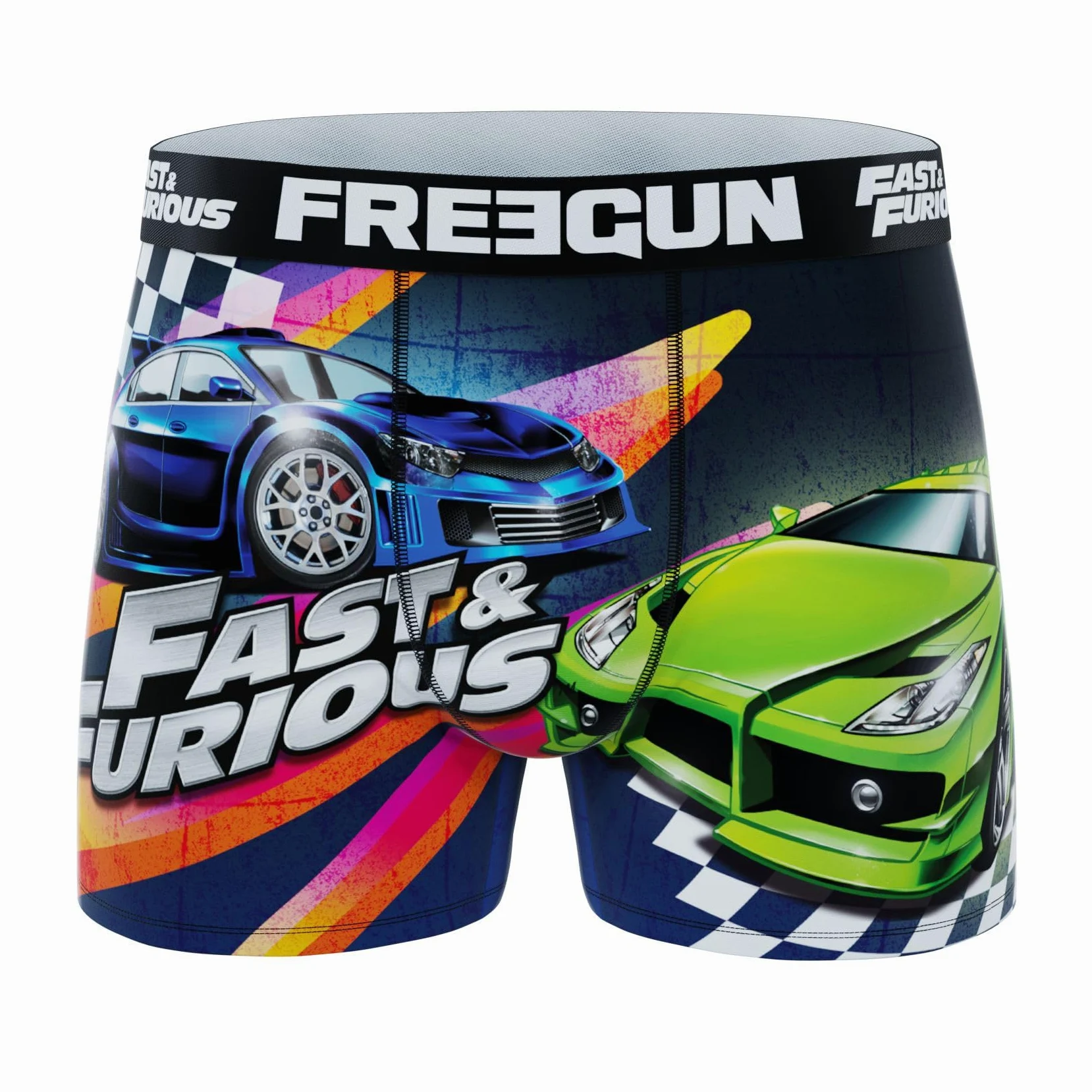 FREEGUN Boxer Homme Fast and Furious, Caleçon Homme Racing, Original et Doux (Lot de 4)