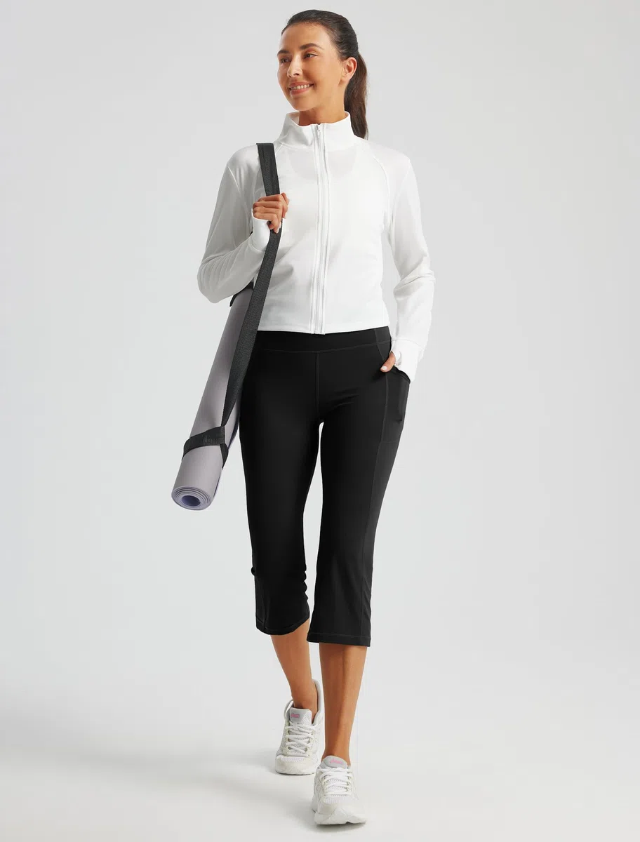 Libin Leggings Sportifs Femme Push Up pour Été Court (Douceur, Taille Haute, Exercice, avec Poches) - Pantalons de Sport Style Pirate pour Yoga, Running Transpirants et Maillots