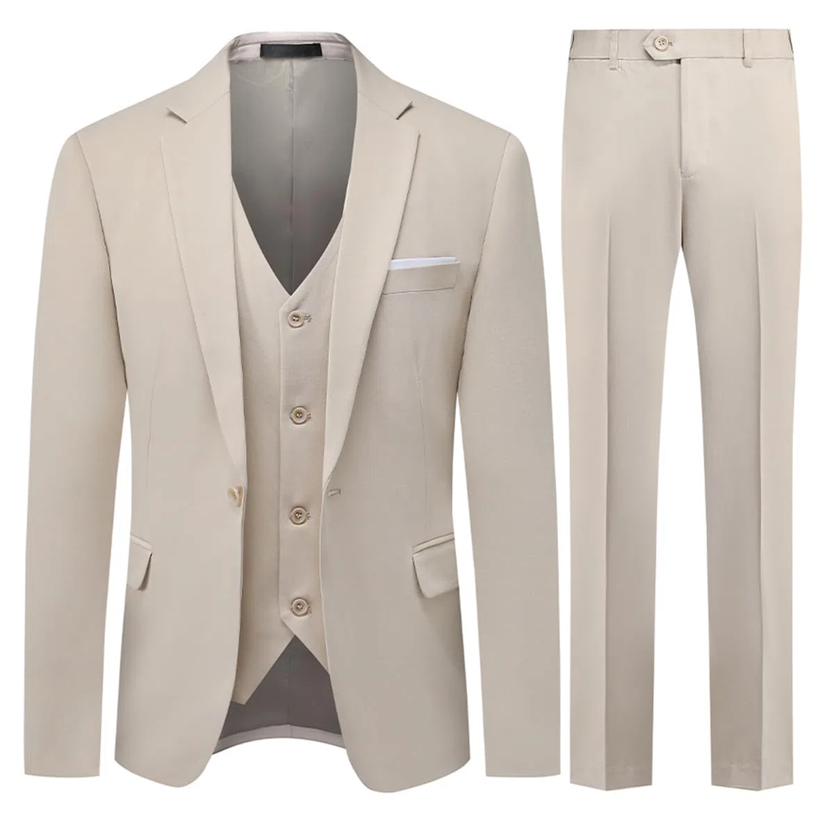 Allthemen Costumes Hommes 3 pièces Mariage Un Bouton Revers Slim Fit Veste Formel Couleur Unie Classique
