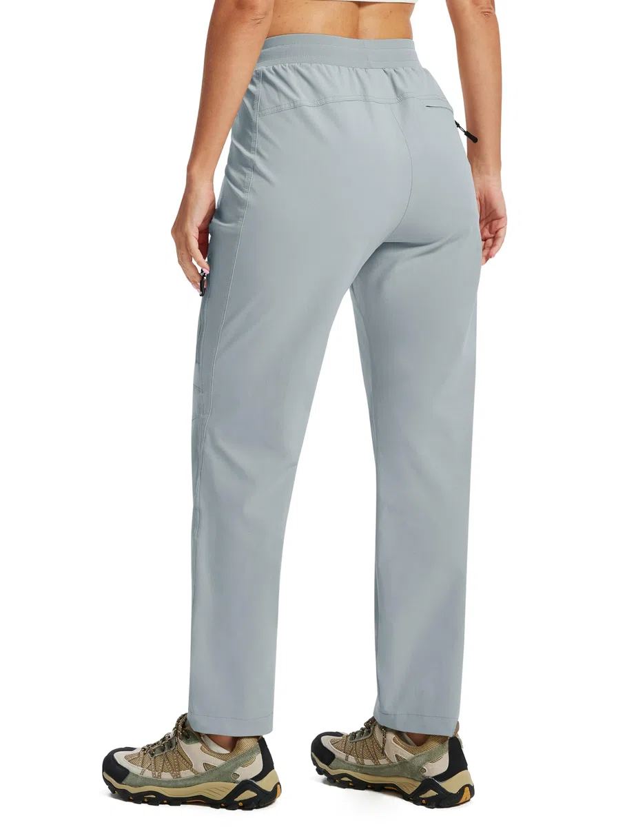 AIRIKE Pantalon Cargo Femme Pantalon Randonnée Séchage Rapide Trekking Pantalon Léger Taille Elastique Pants Imperméable Extérieur été avec Poche Zippée