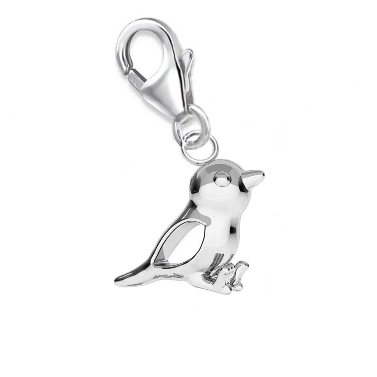 Goldene Hufeisen Mini petit mousqueton moineau Pendentif pour bracelet à breloques ou chaîne à breloques en argent 925 Motif oiseau