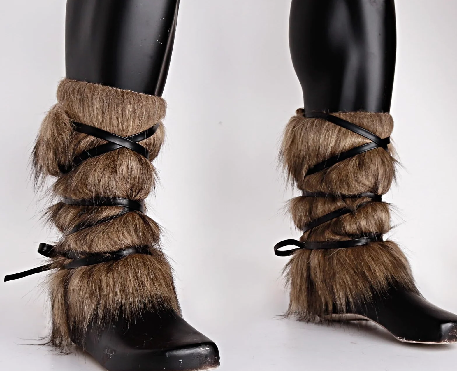 keland Guêtres Viking en Fausse Fourrure Jambiere Leg Warmers Accessoire Cosplay pour Femmes Hommes