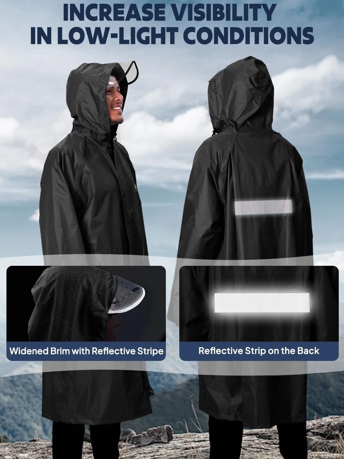 ANYOO Imperméable À l'eau Poncho Réutilisable Ripstop Respirant Multi-Usage Imperméable pour Hommes Femmes avec Capot Bâche Abreuvoir Sol Idéal pour Camping Randonnée Pêche