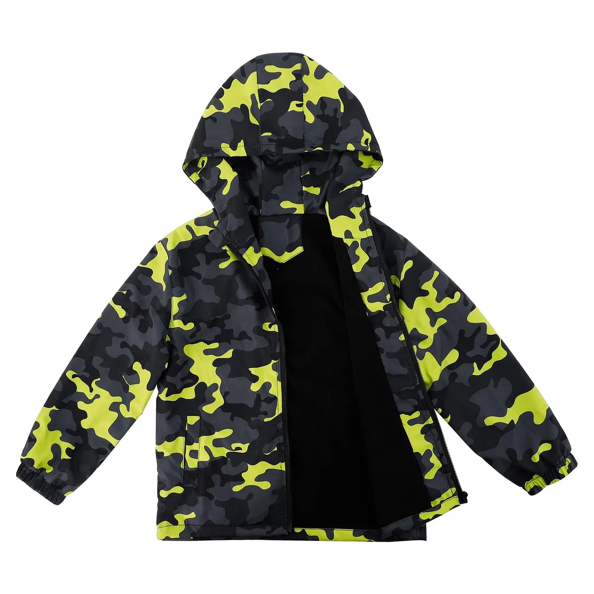 LACOFIA Veste Imperméable Enfant Garçon avec Doublure Polaire Veste Chaud Coupe Vent à Capuche Blouson de Pluie Automne/Hiver pour Enfants 3~12 ans