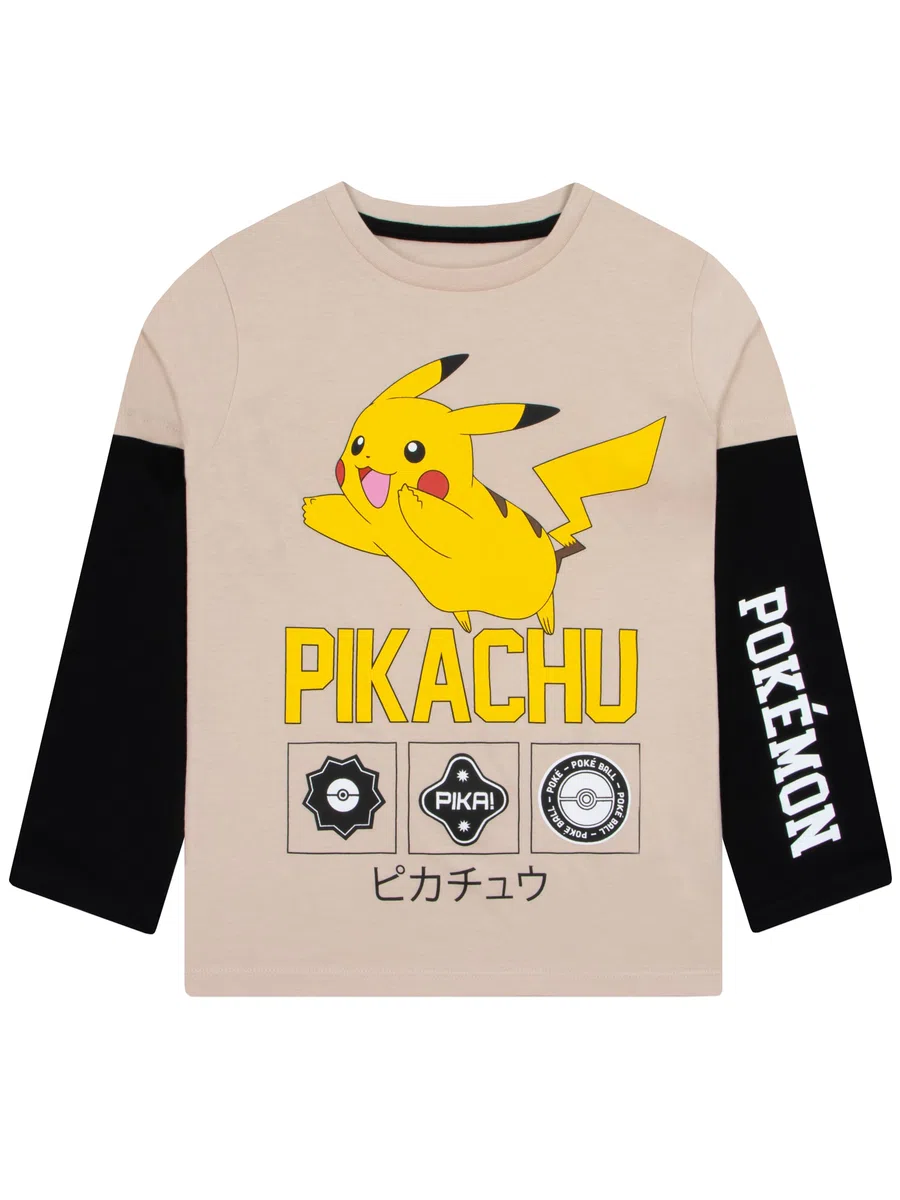 Pokémon T Shirt Garcon, T-Shirt Enfant à Manches Longues, Haut Pikachu Garçon, Vêtements Garçon en Coton