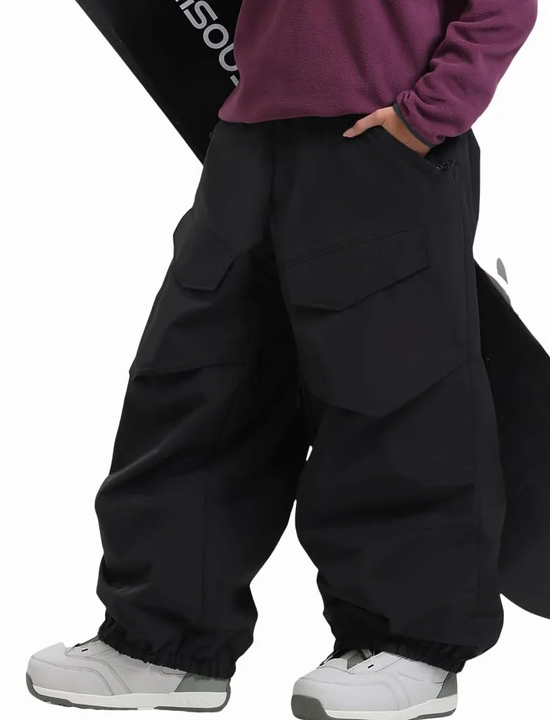 GSOU SNOW Pantalon de Ski pour Homme et Femme Pantalon de Snowboard, Baggy Ample Unisexe Imperméable Coupe-Vent Respirant Chaud