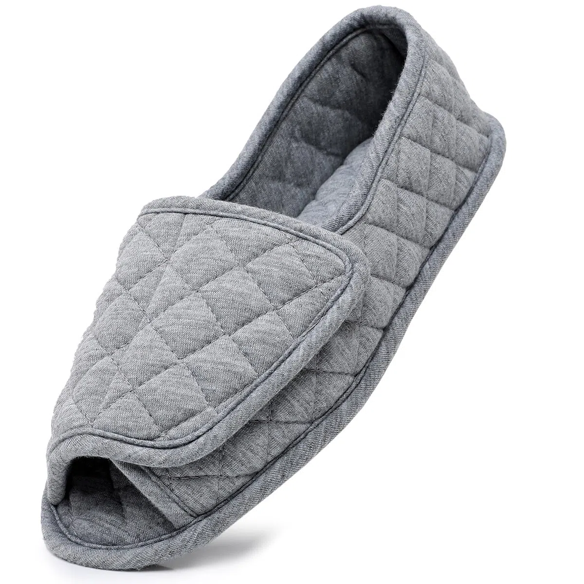 Git-up Chaussons Femme Bout Ouvert Coton, Chaussures de Maison Réglables en Mousse à Mémoire de Forme, Pantoufles Femme Confortable Indoor Slippers