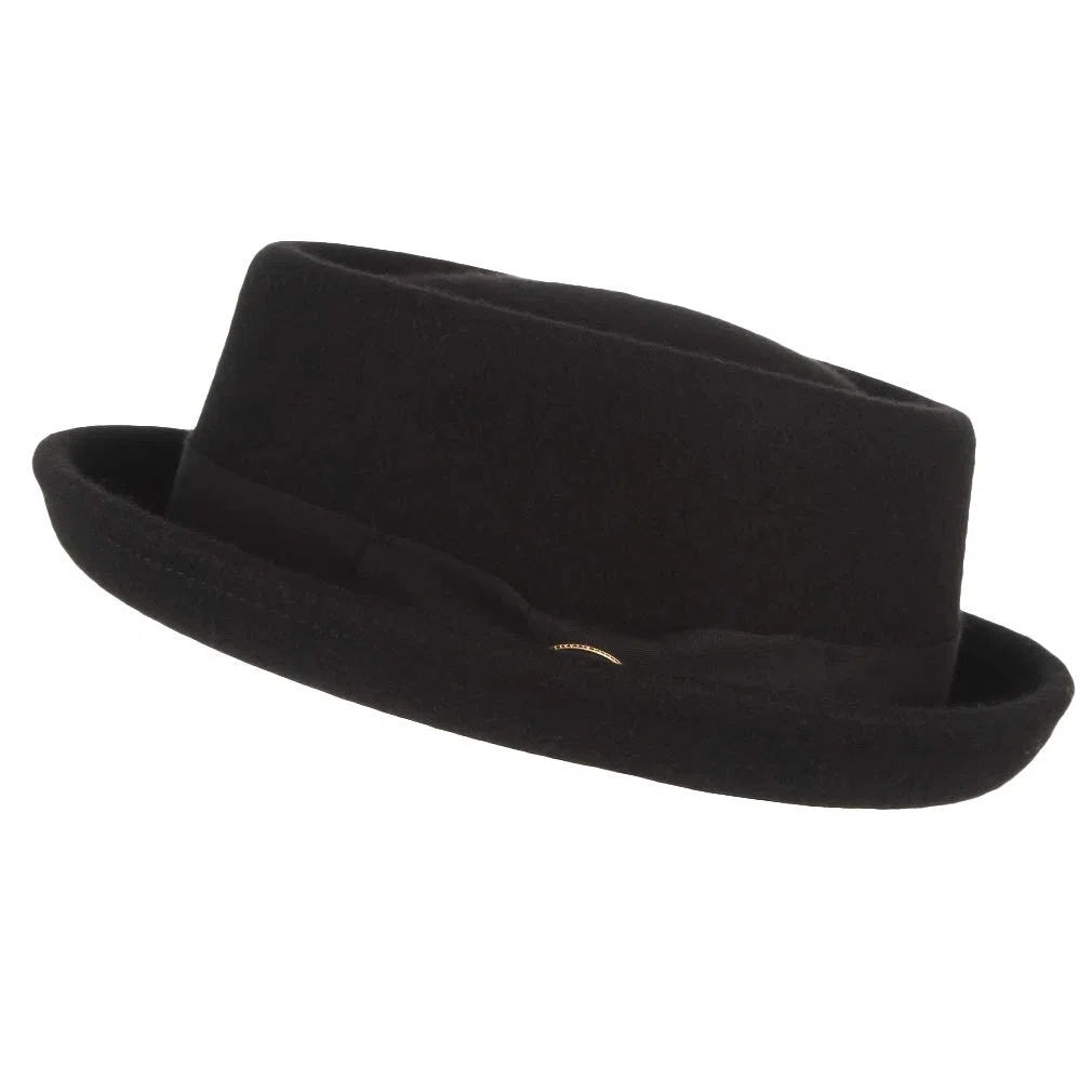 GEMVIE Pork Pie Chapeau pour Homme et Femme 100% Feutre de Laine Chapeau Fedora Trilby Noir Adulte Unisexe Chapeaux Porkpie