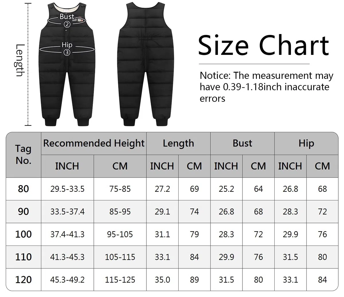 SEAUR Salopette Hiver Bébé Garçon Fille Barboteuse en Duvet Pantalon Hiver Chaud Enfant 6 Mois-6 Ans Combinaison de Neige sans Manche