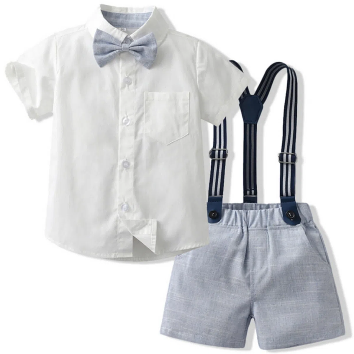 jeune enfant garçon Summer gentleman set chemise à manches courtes avec Bow Sling shorts set 1-8 ans
