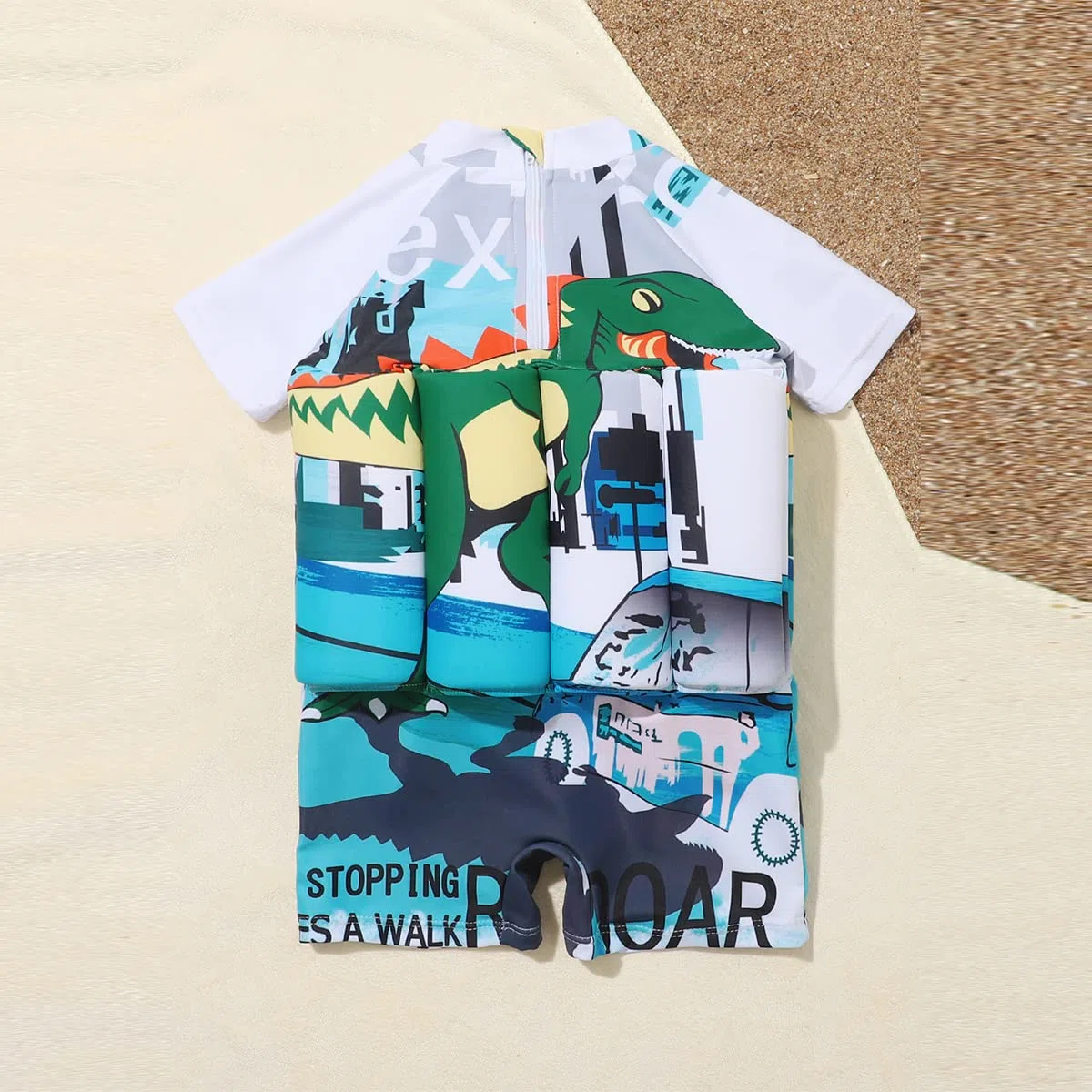 Bébé Garçon Tout-Petit Flotteur Maillot de Bain Une pièce Flottant Manche Courte Flottabilité réglable Maillots Vêtements de Plage d'été Rashguards