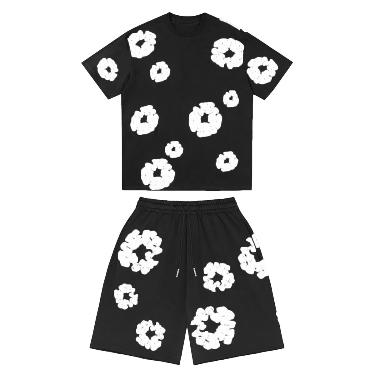 Ensemble 2 Pièces Homme, T-Shirt et Short d'Été à Imprimé Fleuri, Tenue Jogging Décontractée Idéale pour le Sport et les Loisirs,Style Y2K Hip Hop Streetwear