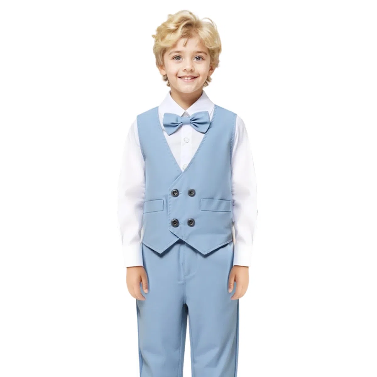 Ensemble de costume formel 2 pièces pour tout-petit garçon avec chemise et gilet, costumes de gentleman pour garçons, tenues de mariage