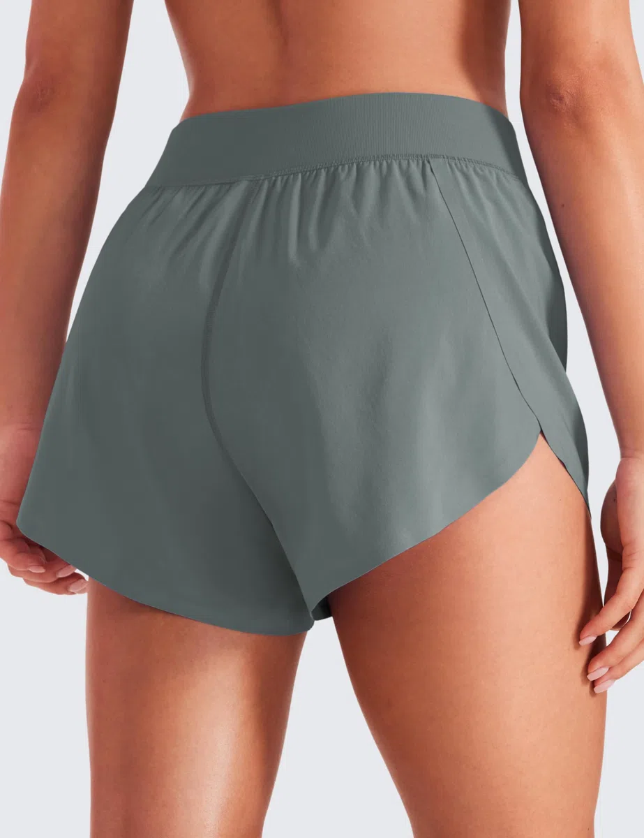 CRZ YOGA Femme Short de Course Taille Moyenne Fentes Latérales Léger et Respirant d'entraînement Pantalon