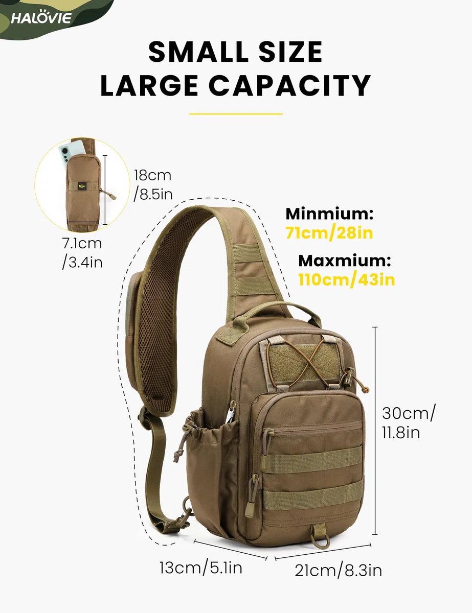 HALOVIE Sac Bandoulière Homme,Sac à Poitrine avec Blocage RFID Sacoche Bandouliere Tactique pour Homme & Femme Sacs à Dos Porté Travers pour Voyage Randonnée Camping Trekking