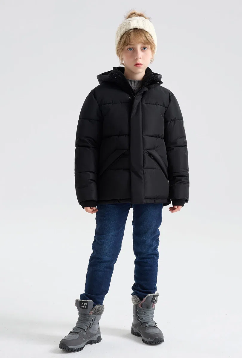 SOLOCOTE Manteaux d'Hiver Épais pour Grands Garçons Enfants Doudoune Polaire Lourd Imperméable avec Capuche Poignets Côtelés et Poches pour Enfants