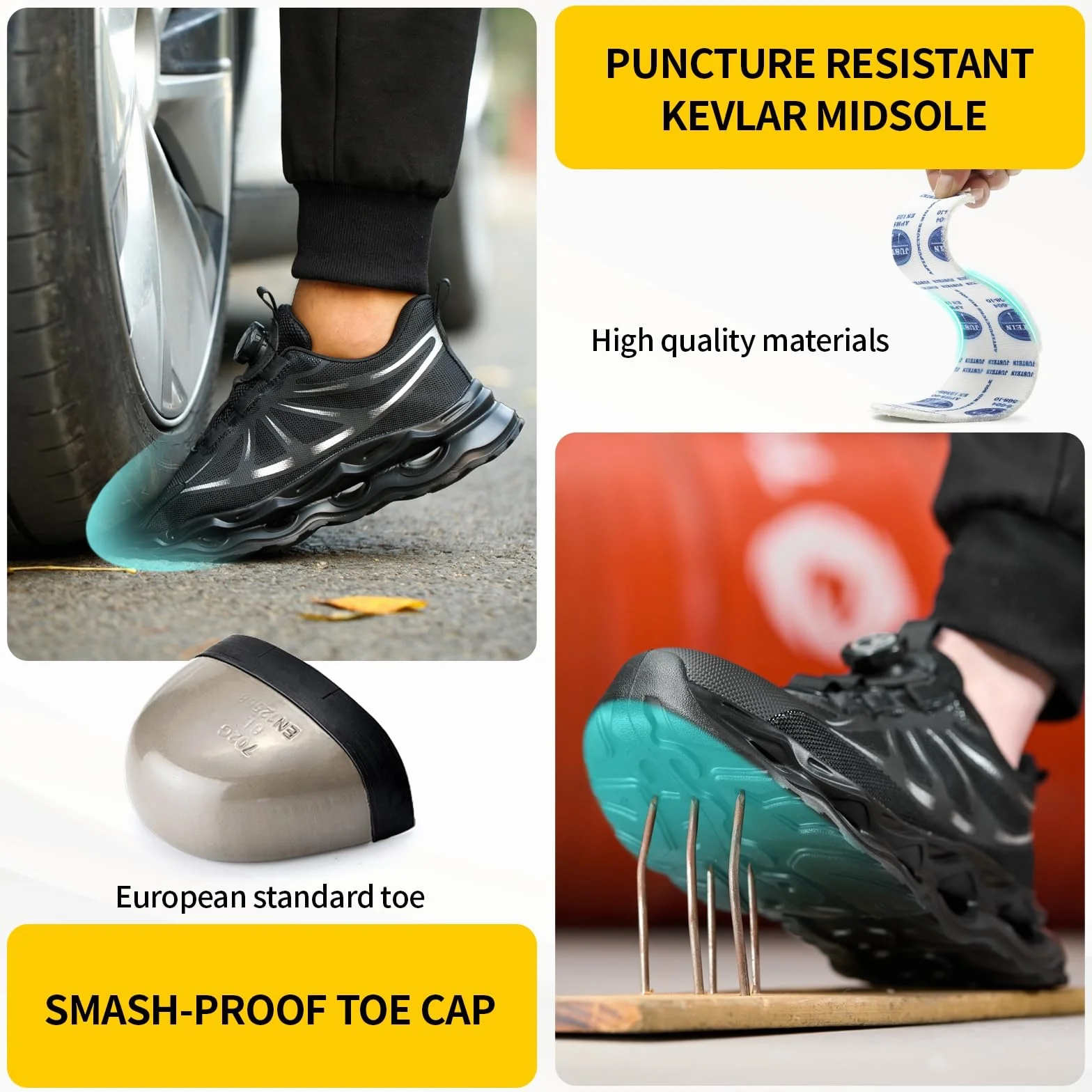 RASEARY Chaussures de Sécurité Hommes Femmes Légère Baskets de Secruite Chaussures de Travail Embout en Acier Chaussure de Chantier Antidérapantes Respirantes