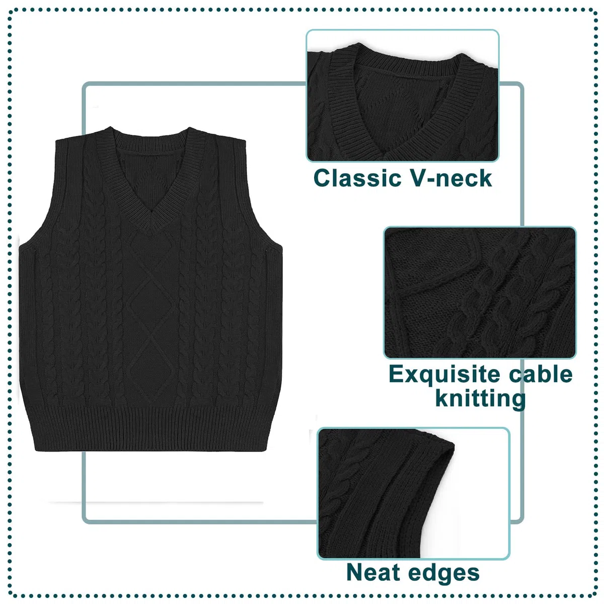 Niwicee Gilet Pulls sans Manche Femme Pull Gilet pour Femmes Pull Chaud sans Manche Femme Pull en Tricot Gilets sans V-Cou Sweater Casual Basique Printemps Automne