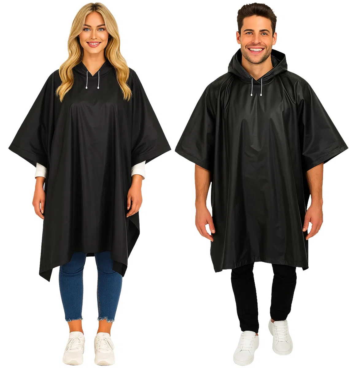REDSTAR Poncho Pluie Imperméable Femme et Homme avec Capuche - 2 pièces, Enfilage par la tête, Poncho de pluie long pour adultes, Pliable, Pour festival, randonnée, visites, vélo