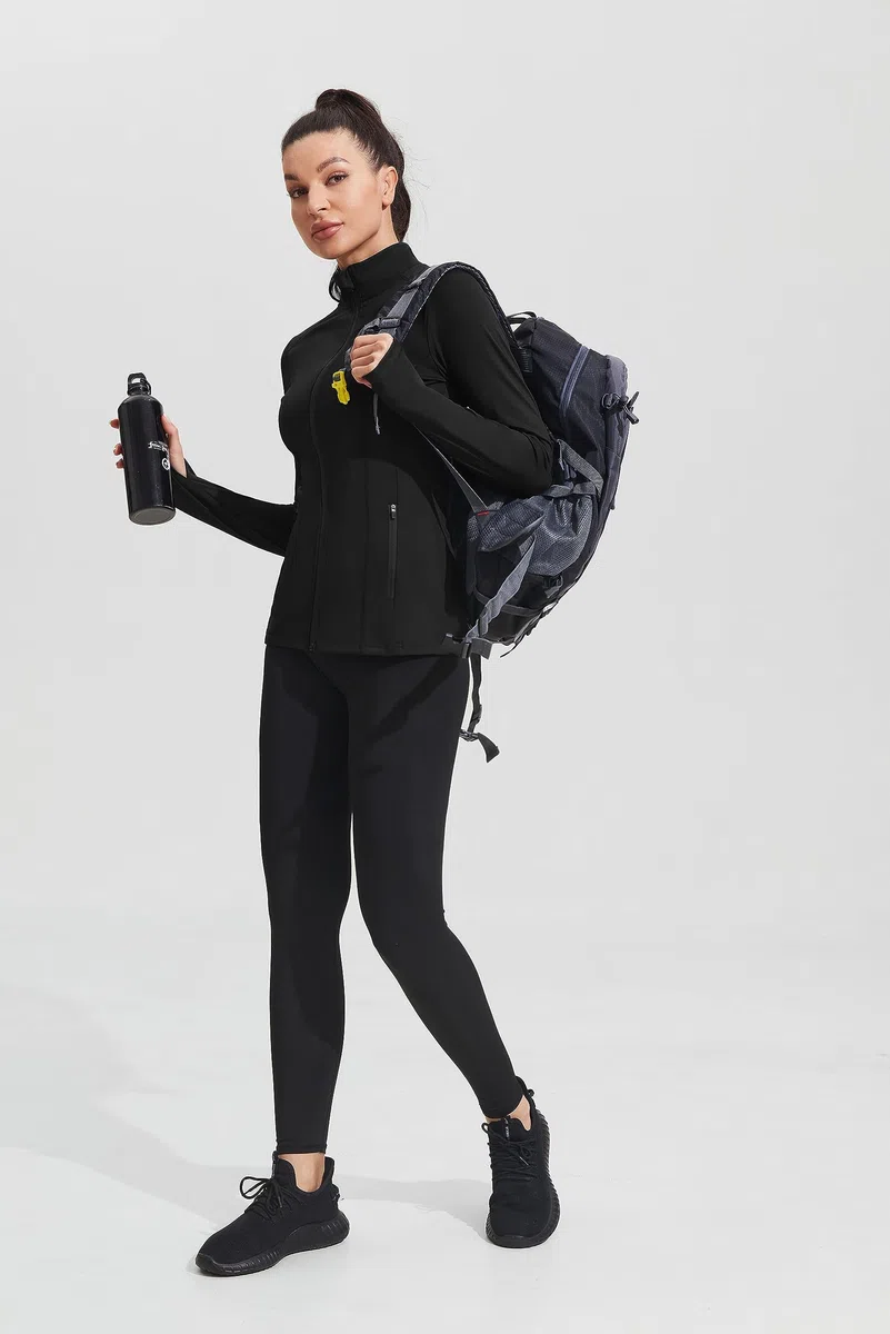 PINSPARK Veste De Course Pour Femme Veste De Sport à Manches Longues Veste D'entraînement Respirante