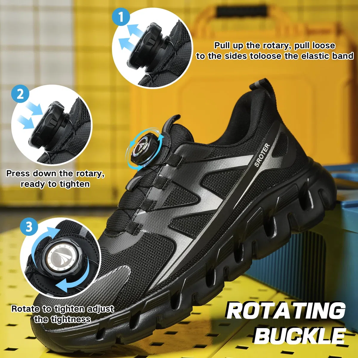 AEKYIWL Chaussures de Sécurité Hommes Femmes Légère Respirantes Basket de Securite Confortable Antidérapante Chaussures de Travail Lacet à Bouton Pivotant