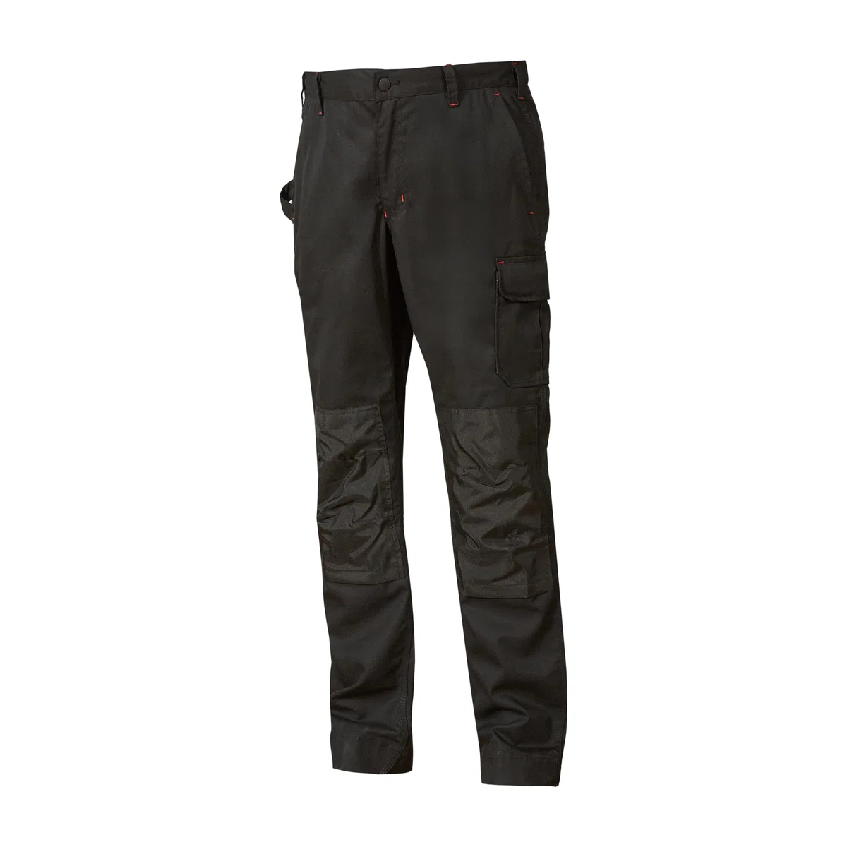 U-Power Pantalon de travail pour homme, pantalon cargo à taille élastique, avec poches genouillères, multi_poches, tissu confortable, vêtement extérieur résistant et durable (Black Carbon 54)