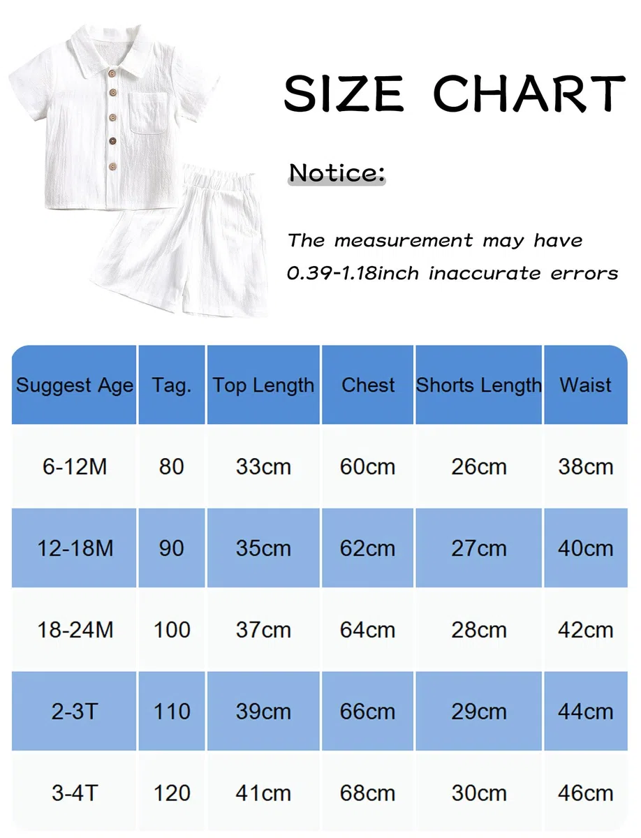 AIEOE 2-Piece Bébé Garçon Ensemble avec Manches Courtes et Short à Taille Elastique en Coton et Lin pour 6 Mois - 4 Ans