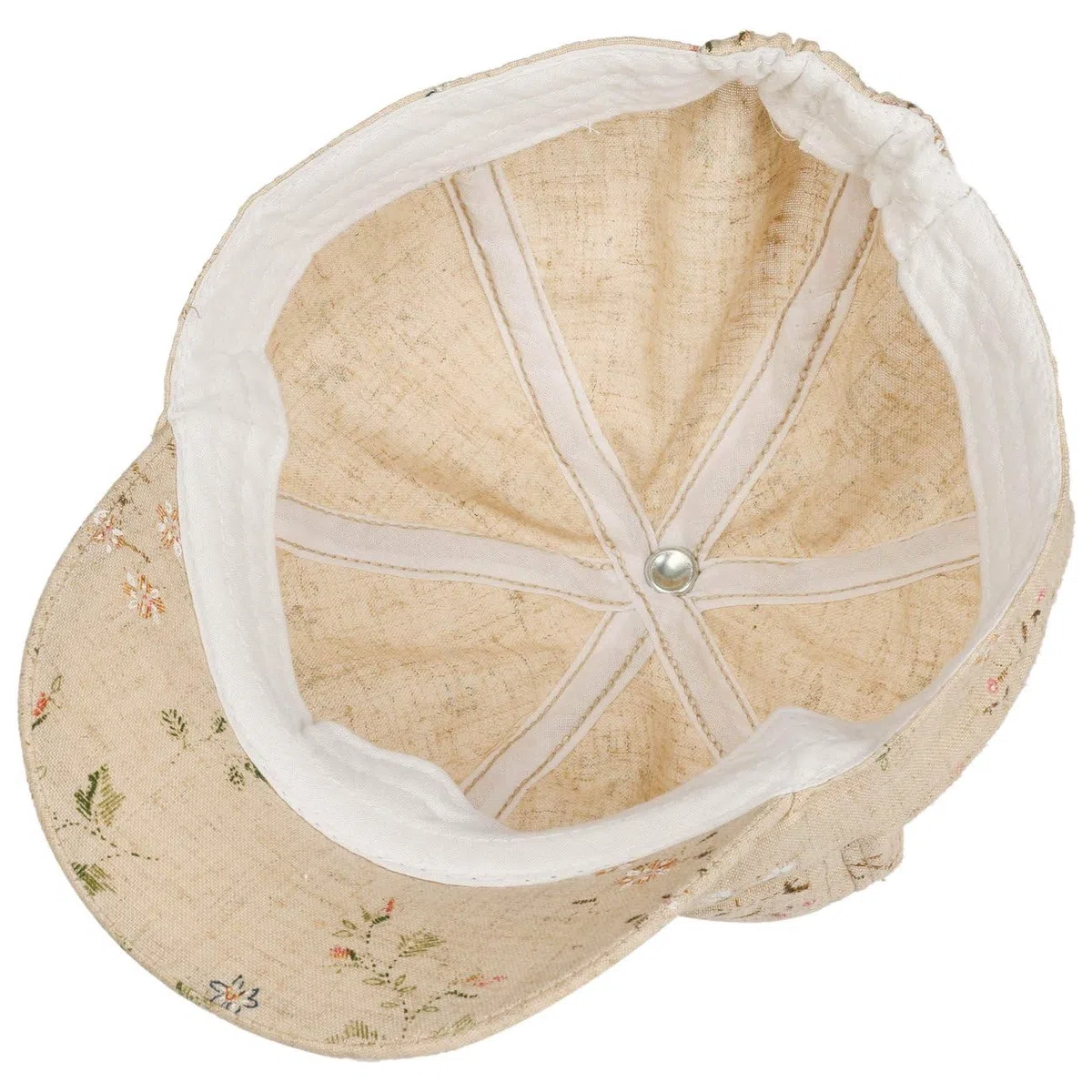 Lipodo Casquette Gavroche en Lin Flowers Femme - pour avec Etiquette Visiere, Visiere Printemps-ete Ete