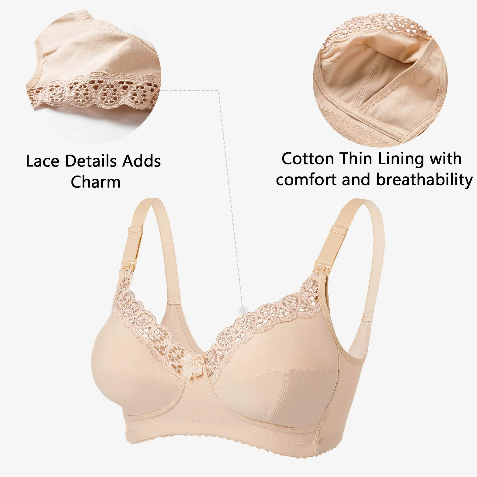 Gratlin Femme Soutien-Gorge d'allaitement en Coton Grande Taille sans Armature