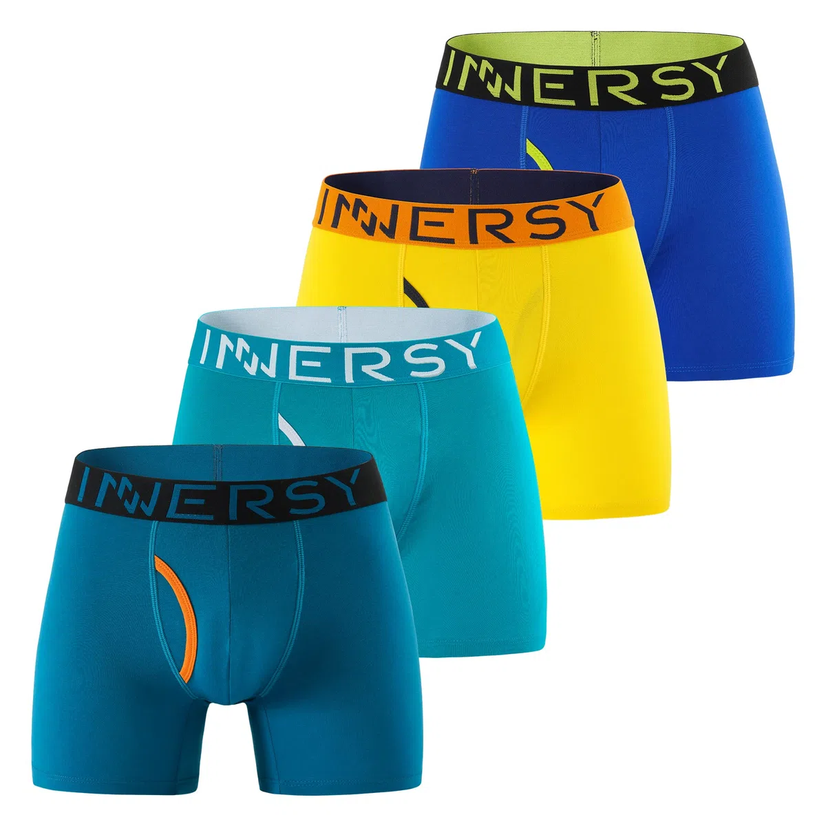 INNERSY Calecon Homme Coton Stretch Boxer avec Ouverture sous-vetêments Confortables Lot de 4