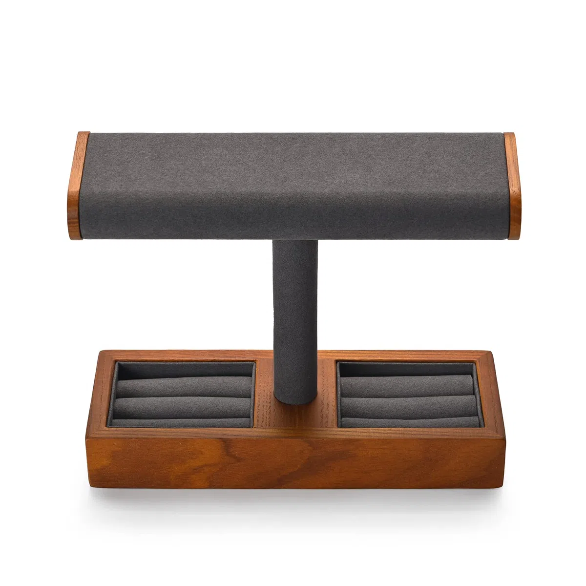 Oirlv Multifonctionnel Bois Massif Support Montre,Porte Montre,Watch Stand Pour Organisateur de Bijoux Bague(Gris Foncé)