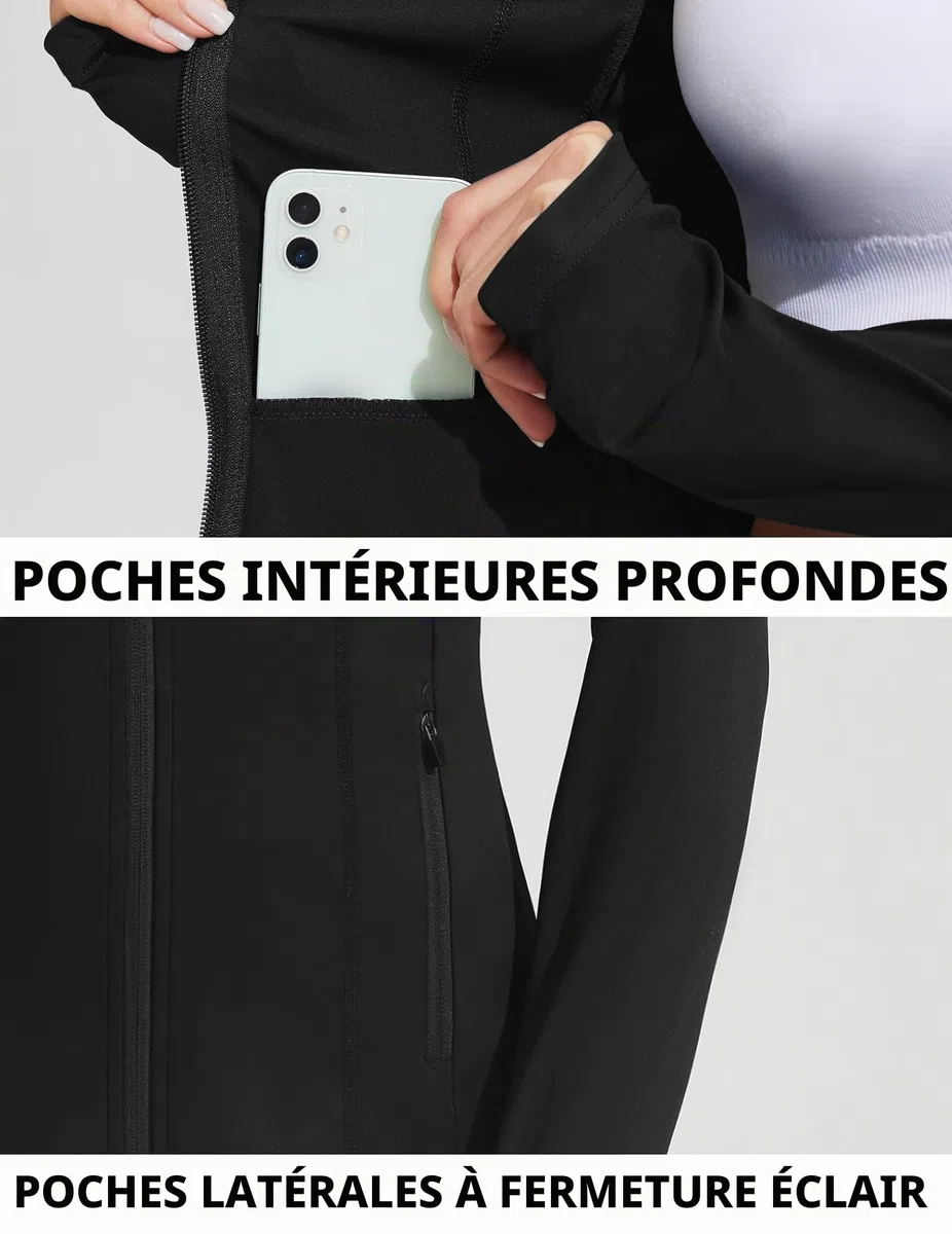 PINSPARK Veste De Course Pour Femme Veste De Sport à Manches Longues Veste D'entraînement Respirante