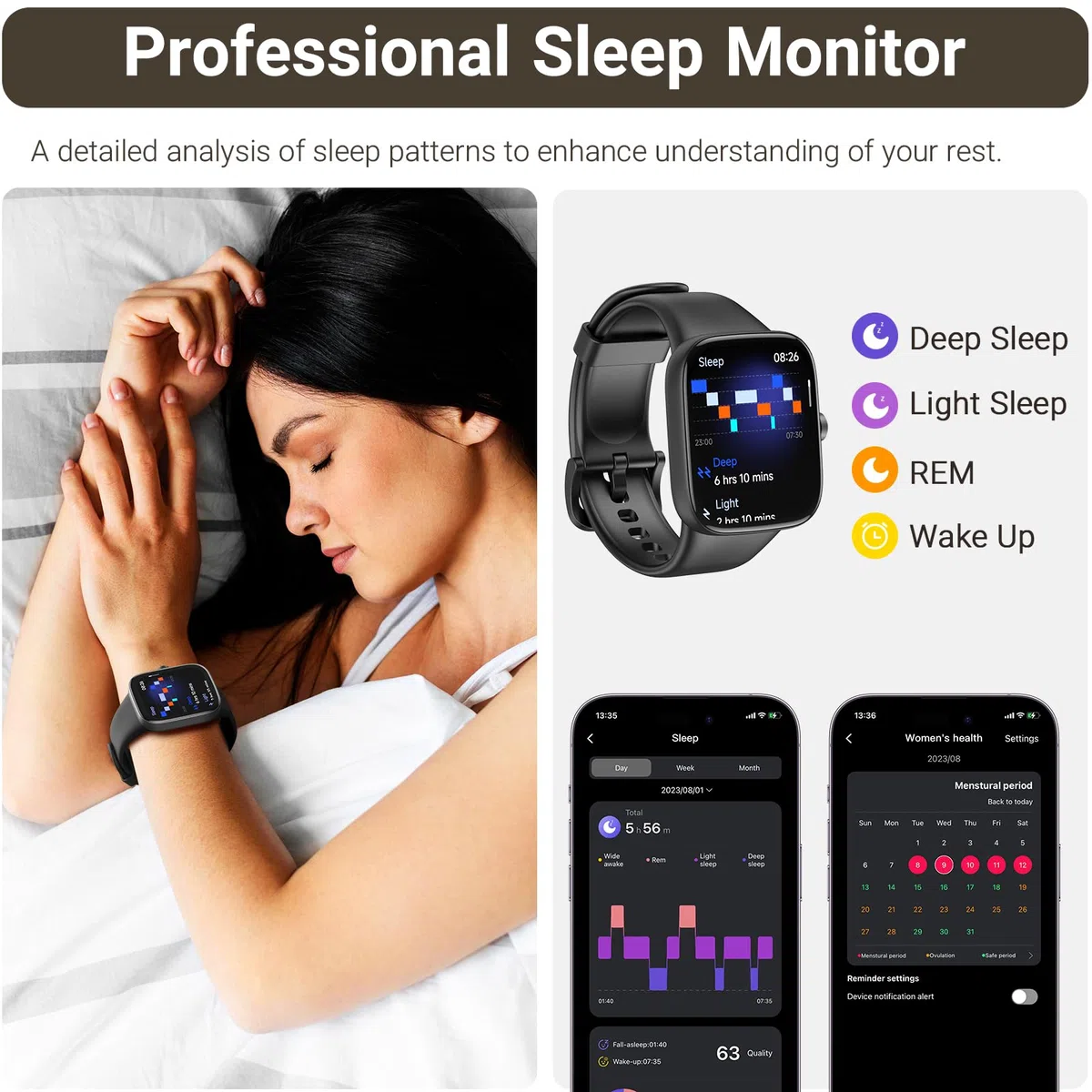 TOZO S7 Montre Connectée Femme Homme avec 1.85" AMOLED Écran Résolution 390x450 PPI Smartwatch avec Bluetooth Appel et Message Multiples Fonctions de Santé et Vie 100+ Modes Sportifs IP68 Noir