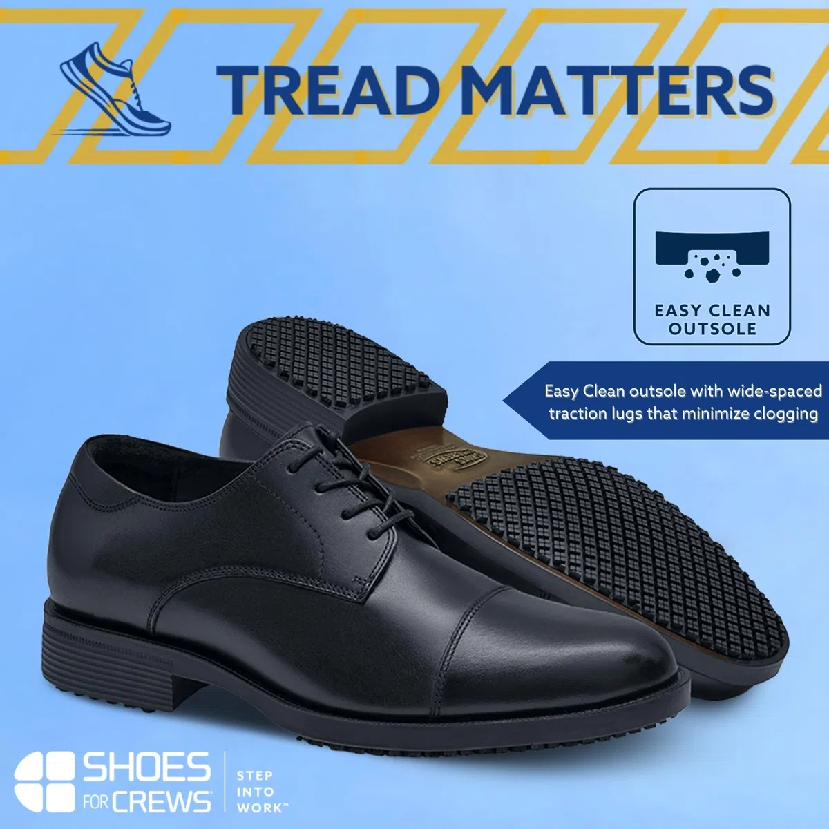 Shoes for Crews Senator – Chaussures de Travail Confortables en Cuir, Semelle intérieure matelassée, Semelle extérieure antidérapante, Style Bureau Classique – pour Hommes