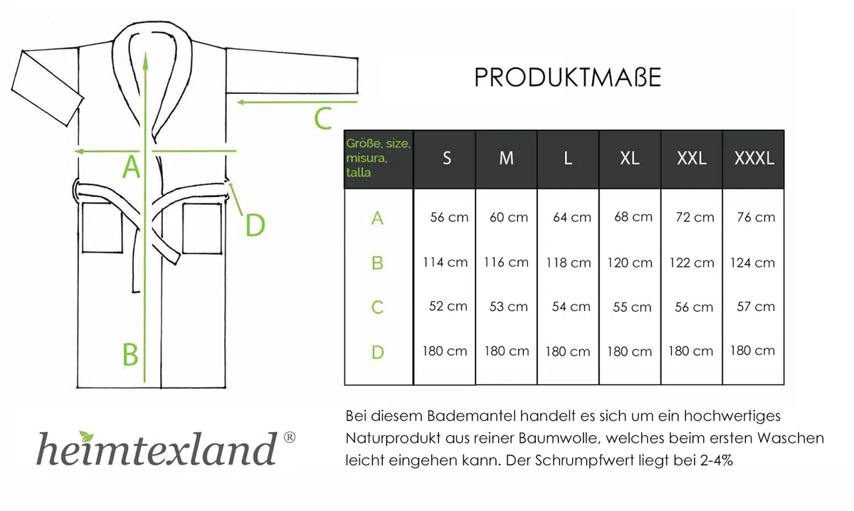 heimtexland Peignoir en piqué gaufré 100 % coton, type 881