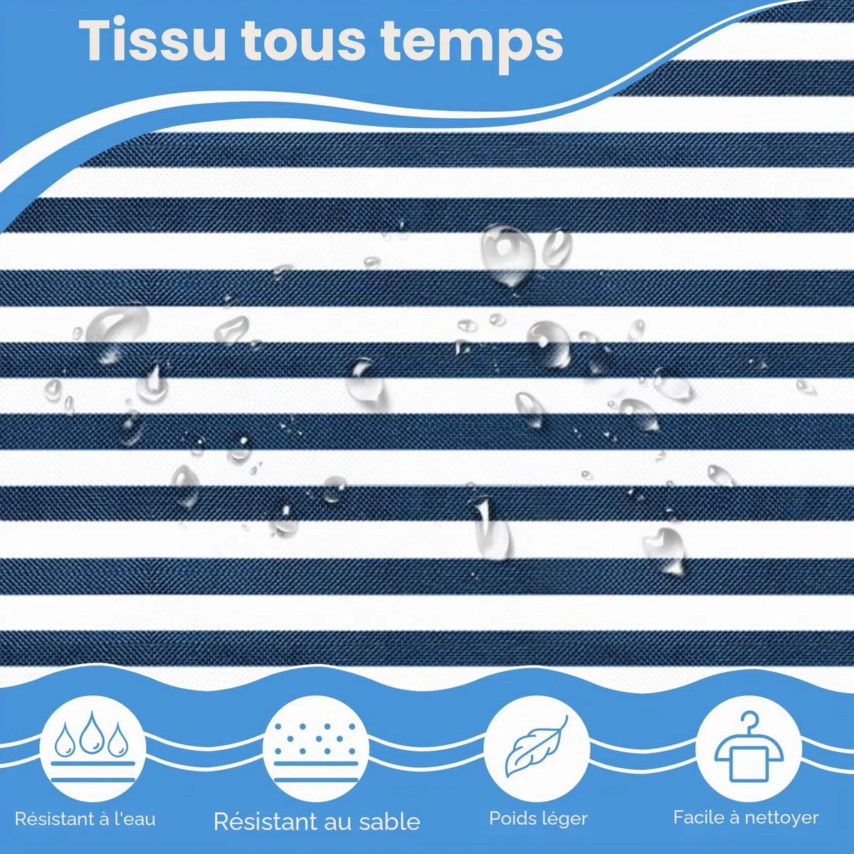 Grand sac de plage pour femme avec fermeture éclair, sac de bain polyvalent XXL, sac de sauna, sac de voyage, sac de plage, bleu à rayures, xxl