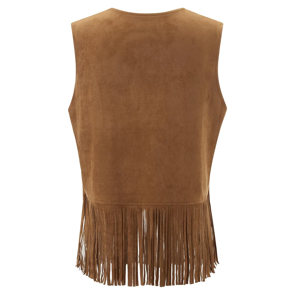 SANSIWU Gilet à franges sans manches en daim synthétique avec rivets pour femme Style western années 70