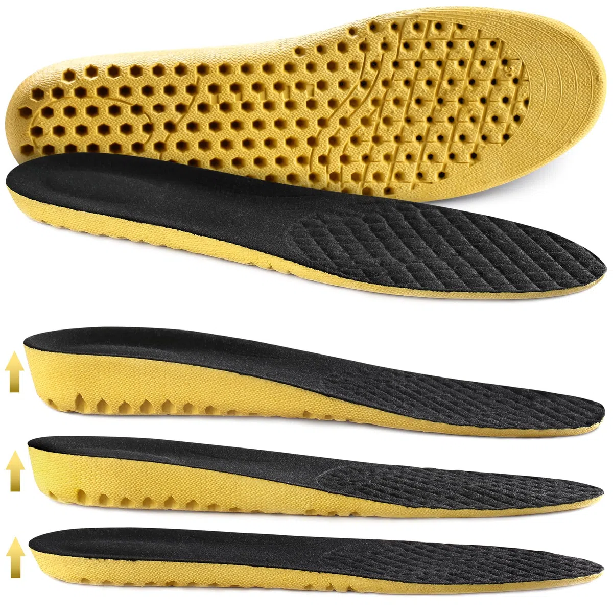 Ailaka Hauteur Augmentation Semelles élastiques absorbant les chocs pour chaussures de sport, semelle grandissante de rechange alvéolaires souples respirantes pour hommes femmes